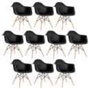 Kit 10 Cadeiras de jantar Charles Eames Eiffel DAW em Polipropileno - Preto