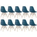 Kit 10 Cadeiras de jantar Charles Eames Eiffel DSW em Polipropileno - Azul petróleo