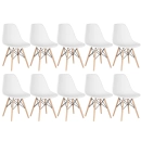 Kit 10 Cadeiras de jantar Charles Eames Eiffel DSW em Polipropileno - Branco