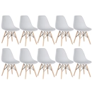 Kit 10 Cadeiras de jantar Charles Eames Eiffel DSW em Polipropileno - Cinza claro