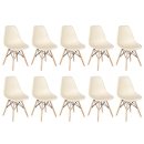 Kit 10 Cadeiras de jantar Charles Eames Eiffel DSW em Polipropileno - Creme