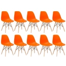 Kit 10 Cadeiras de jantar Charles Eames Eiffel DSW em Polipropileno - Laranja
