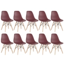 Kit 10 Cadeiras de jantar Charles Eames Eiffel DSW em Polipropileno - Marrom