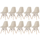 Kit 10 Cadeiras de jantar Charles Eames Eiffel DSW em Polipropileno - Nude