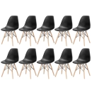Kit 10 Cadeiras de jantar Charles Eames Eiffel DSW em Polipropileno - Preto