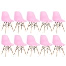 Kit 10 Cadeiras de jantar Charles Eames Eiffel DSW em Polipropileno - Rosa claro