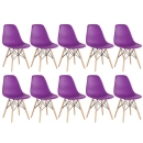 Kit 10 Cadeiras de jantar Charles Eames Eiffel DSW em Polipropileno - Roxo