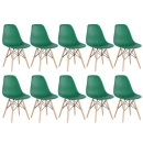 Kit 10 Cadeiras de jantar Charles Eames Eiffel DSW em Polipropileno - Verde escuro