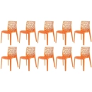 Kit 10 Cadeiras de jantar Gruvyer com design contemporâneo e anatômico - Laranja