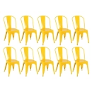 Kit 10 Cadeiras de jantar Iron Tolix com design industrial – Amarelo