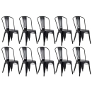 Kit 10 Cadeiras de jantar Iron Tolix com design industrial - Preto Semibrilho