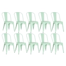 Kit 10 Cadeiras de jantar Iron Tolix com design industrial – Verde Claro