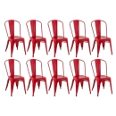 Kit 10 Cadeiras de jantar Iron Tolix com design industrial - Vermelho