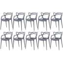 Kit 10 Cadeiras de jantar Master Allegra Design Moderno em Polipropileno - Cinza escuro