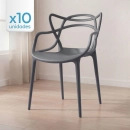 Kit 10 Cadeiras de jantar Master Allegra Design Moderno em Polipropileno - Cinza escuro