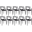 Kit 10 Cadeiras de jantar Master Allegra Design Moderno em Polipropileno - Preto