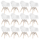 Kit 12 Cadeiras de jantar Charles Eames  Eiffel DAW em Polipropileno - Branco