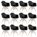 Kit 12 Cadeiras de jantar Charles Eames  Eiffel DAW em Polipropileno - Preto