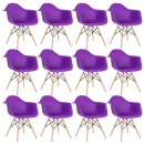 Kit 12 Cadeiras de jantar Charles Eames Eiffel DAW em Polipropileno - Roxo