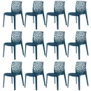 Kit 12 Cadeiras de jantar Gruvyer com design contemporâneo e anatômico - Azul petróleo