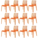 Kit 12 Cadeiras de jantar Gruvyer com design contemporâneo e anatômico - Laranja
