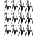 Kit 12 Cadeiras de jantar Iron Tolix com design industrial - Preto Semibrilho