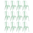 Kit 12 Cadeiras de jantar Iron Tolix com design industrial – Verde Claro