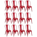 Kit 12 Cadeiras de jantar Iron Tolix com design industrial - Vermelho