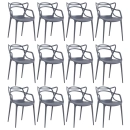 Kit 12 Cadeiras de jantar Master Allegra Design Moderno em Polipropileno - Cinza escuro
