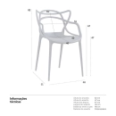 Kit 12 Cadeiras de jantar Master Allegra Design Moderno em Polipropileno - Cinza escuro