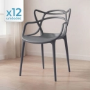 Kit 12 Cadeiras de jantar Master Allegra Design Moderno em Polipropileno - Cinza escuro