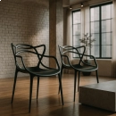 Kit 12 Cadeiras de jantar Master Allegra Design Moderno em Polipropileno - Preto