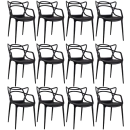 Kit 12 Cadeiras de jantar Master Allegra Design Moderno em Polipropileno - Preto