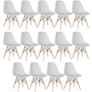 Kit 14 Cadeiras de jantar Charles Eames Eiffel DSW em Polipropileno - Cinza claro