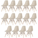 Kit 14 Cadeiras de jantar Charles Eames Eiffel DSW em Polipropileno - Nude