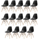 Kit 14 Cadeiras de jantar Charles Eames Eiffel DSW em Polipropileno - Preto