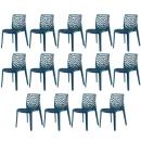 Kit 14 Cadeiras de jantar Gruvyer com design contemporâneo e anatômico - Azul petróleo