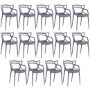 Kit 14 Cadeiras de jantar Master Allegra Design Moderno em Polipropileno - Cinza escuro
