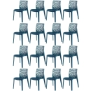 Kit 16 Cadeiras de jantar Gruvyer com design contemporâneo e anatômico - Azul petróleo