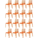 Kit 16 Cadeiras de jantar Gruvyer com design contemporâneo e anatômico - Laranja