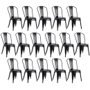 Kit 16 Cadeiras de jantar Iron Tolix com design industrial - Preto Semibrilho