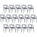 Kit 16 Cadeiras de jantar Master Allegra Design Moderno em Polipropileno - Cinza escuro