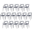 Kit 16 Cadeiras de jantar Master Allegra Design Moderno em Polipropileno - Cinza escuro