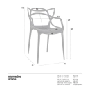 Kit 16 Cadeiras de jantar Master Allegra Design Moderno em Polipropileno - Preto