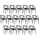 Kit 16 Cadeiras de jantar Master Allegra Design Moderno em Polipropileno - Preto
