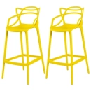 Kit 2 Banquetas alta para bancada Master Allegra em Polipropileno 78 cm - Amarelo