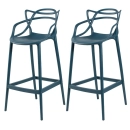 Kit 2 Banquetas alta para bancada Master Allegra em Polipropileno 78 cm - Azul petróleo