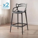 Kit 2 Banquetas alta para bancada Master Allegra em Polipropileno 78 cm - Cinza escuro
