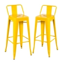 Kit 2 banquetas altas para bancada Iron Tolix com encosto 76 cm – Amarelo