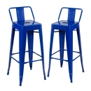 Kit 2 banquetas altas para bancada Iron Tolix com encosto 76 cm – Azul escuro
